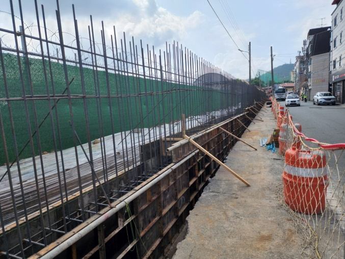 Rebar for perimeter boundary wall, Camp Walker