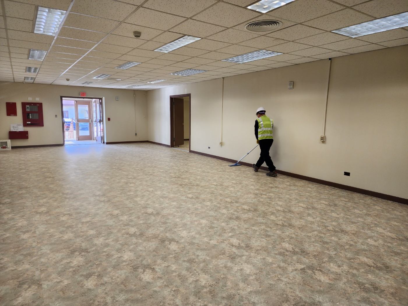 Interior of Building 1103 after repair, Camp Henry